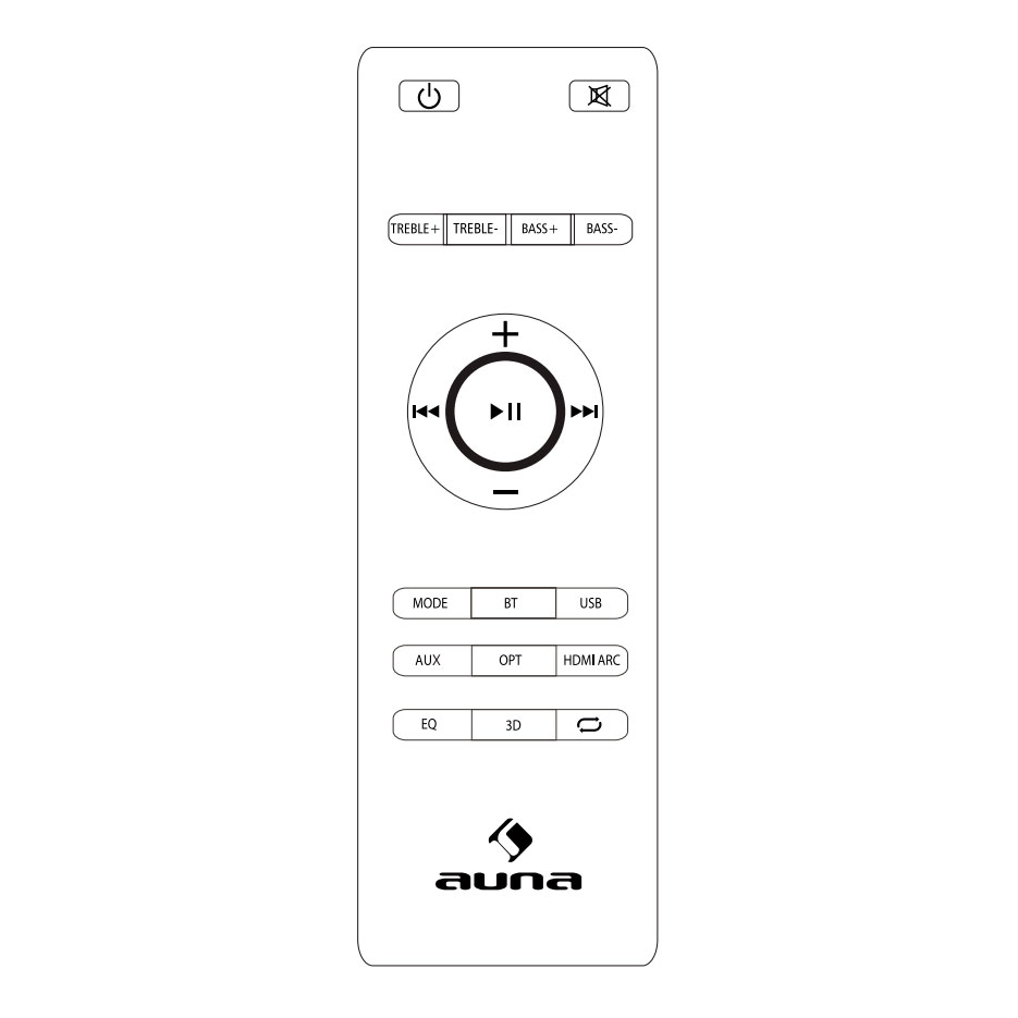 Пульт для Auna Areal Bar 750 2.1 Sound Bar (10034560) Пульт для Auna Areal Bar 750 2.1 Sound Bar (10034560)